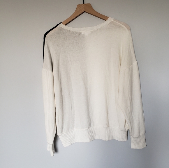 LNA Black Colorblock Crewneck Pullover Sweater Black White Neutral SZ XS - Picture 3 of 6